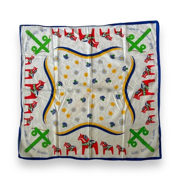 Blue Edges Sweden Vtg Green Scarf 26” X 26” Women Square Unisex Scarve - Picture 2 of 3